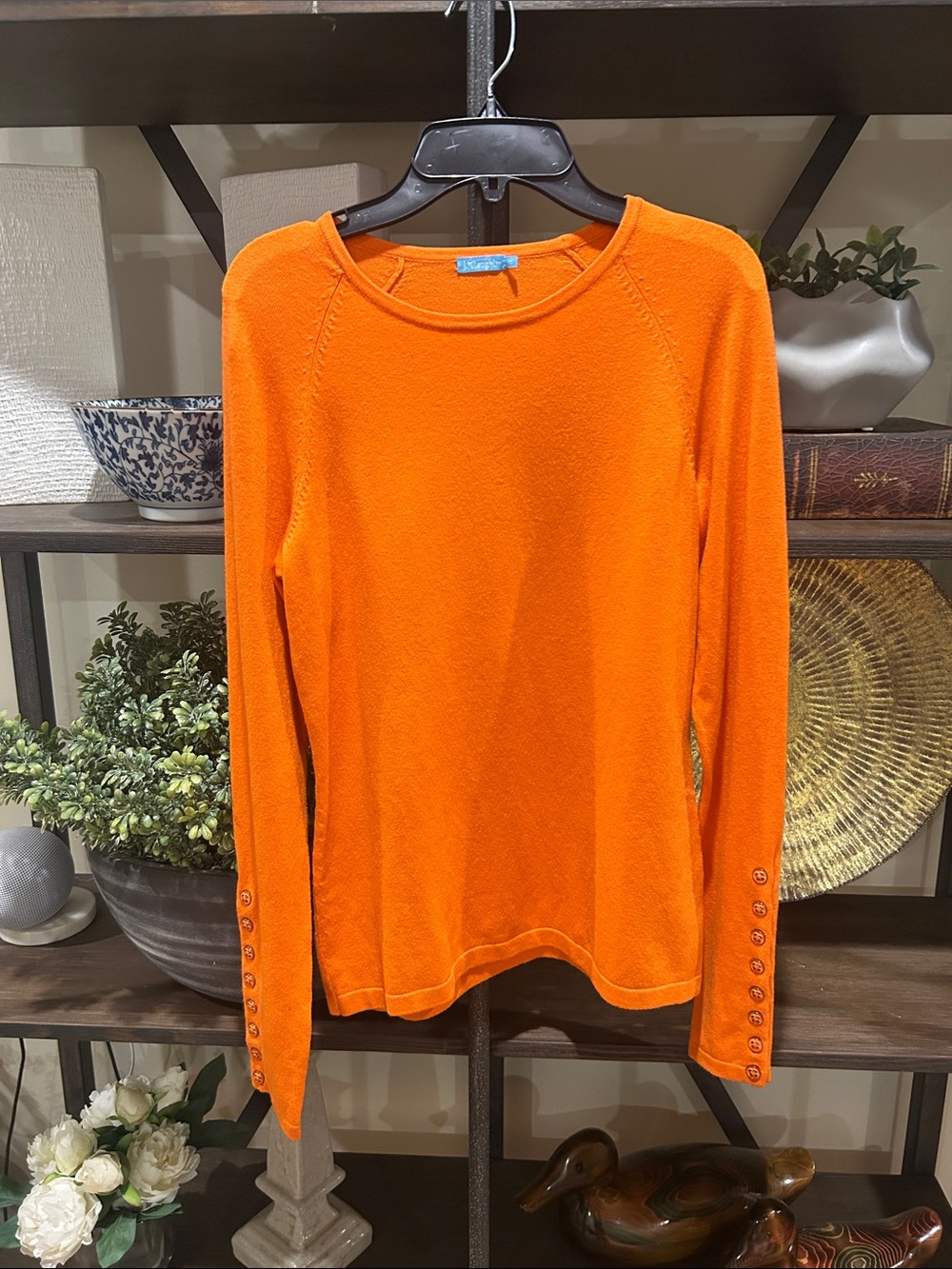 J.McLaughlin xs Bright Orange Women’s Button-Sleeve Sweater